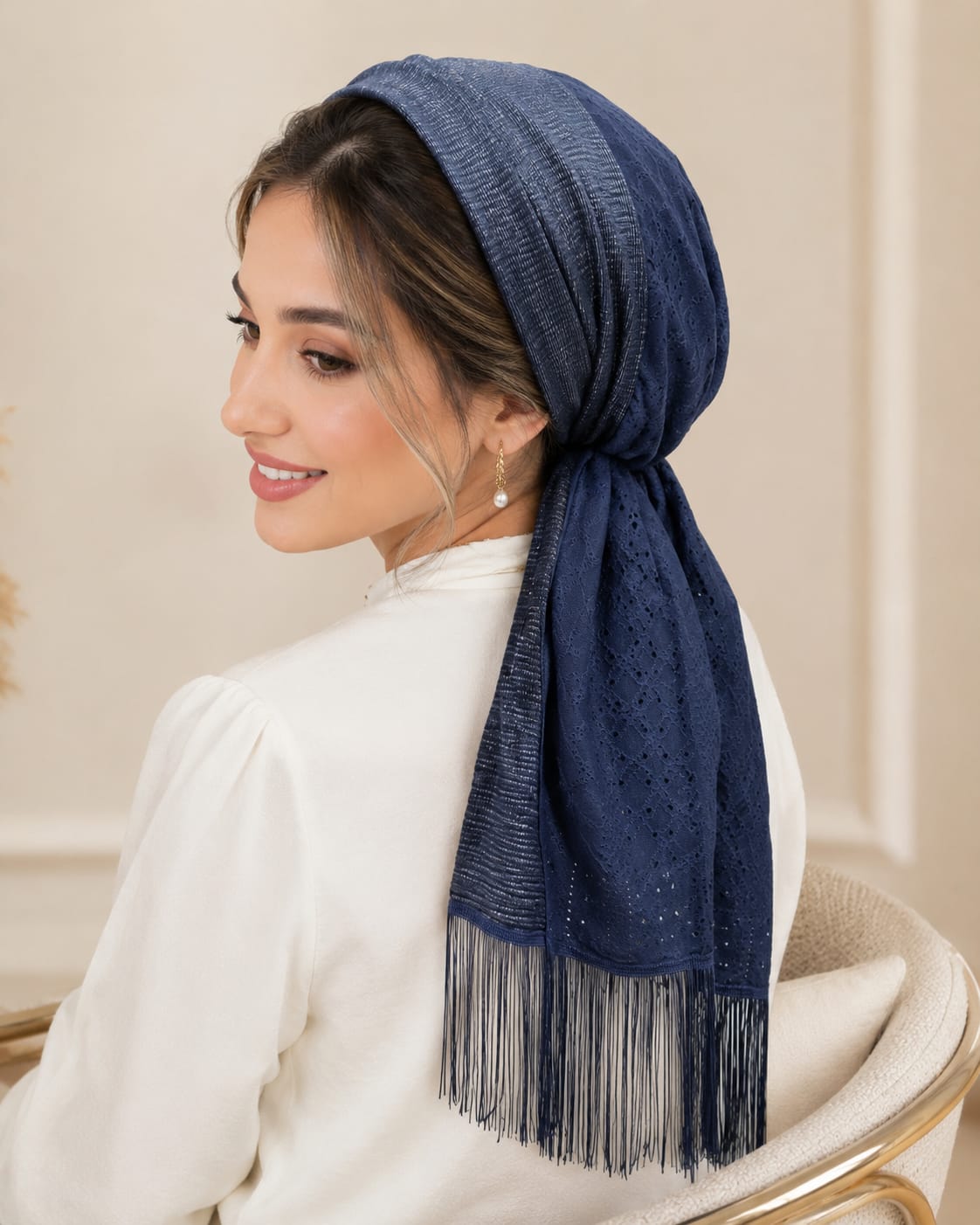 מטפחת צעיף כלול מבריק תחרה פרנזים מטפחת צעיף כלול מבריק תחרה פרנזים